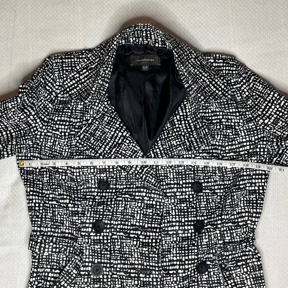 Denver Hayes Black and White Belted Pattern Coat – Size Medium - Picture 5 of 7